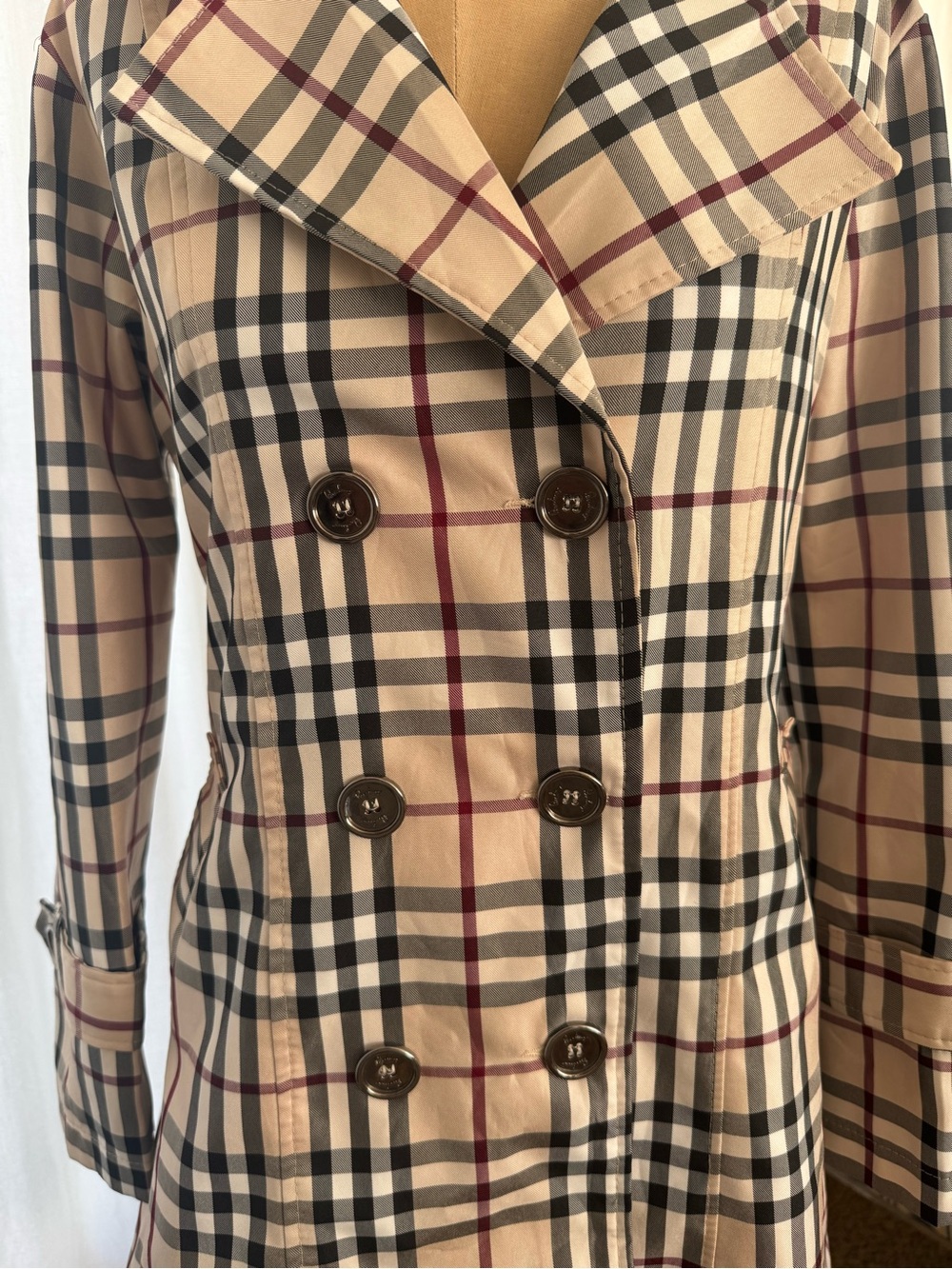 Burberry London Girls Nova Check Plaid Double-Breasted Trench Coat - Picture 2 of 16